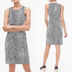 J Crew Sleeveless Basketweave Sheath Dress Navy Blue/White Size 10